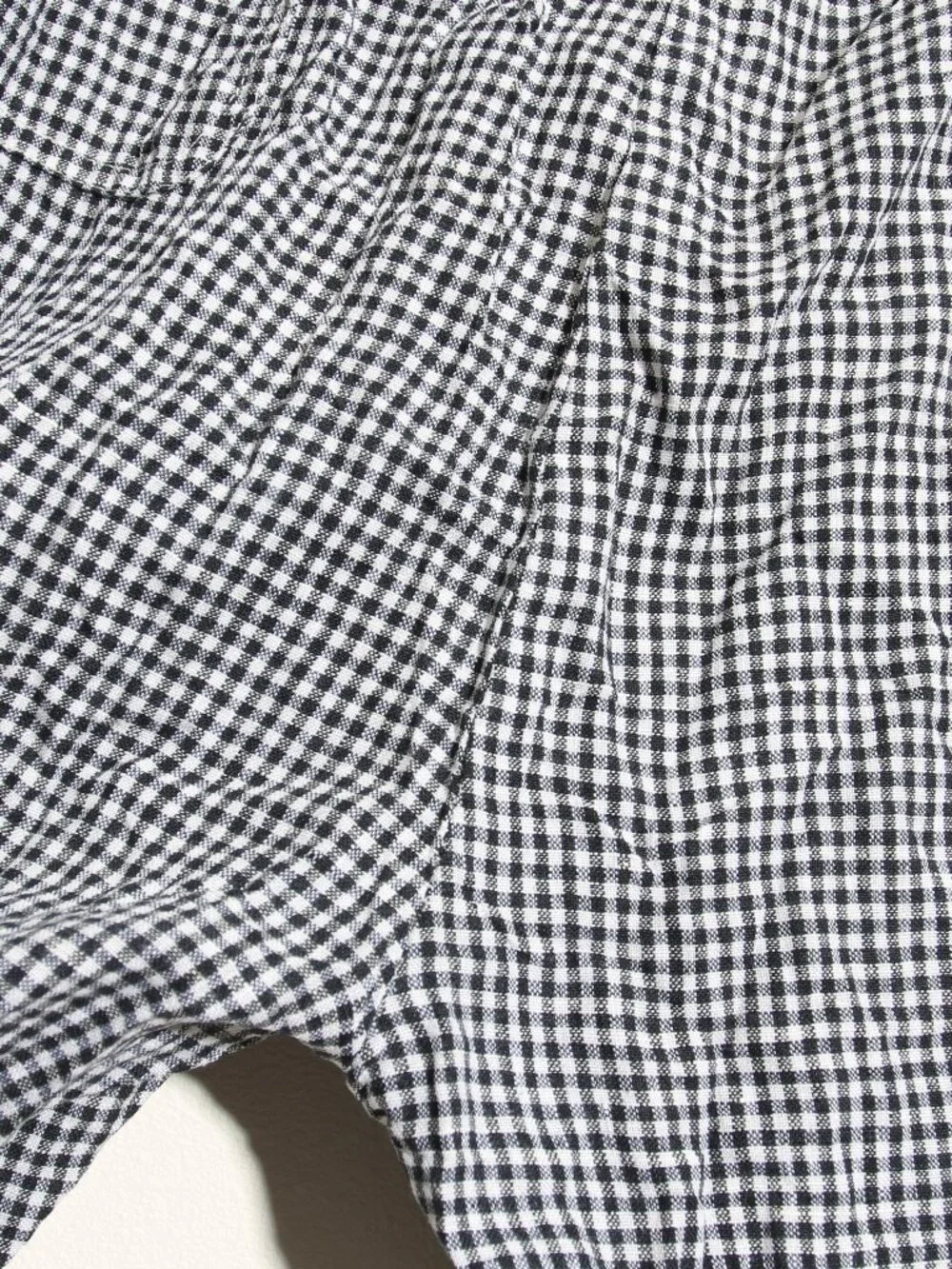 Quince 100% European Linen Pants Classic Mini Gingham Black White Pull-On Sz XL